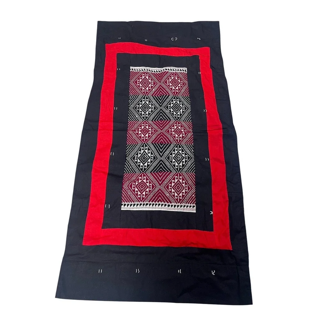 Handwoven Laotian‎ Textile Wall Hanging Black White Red Lao 60